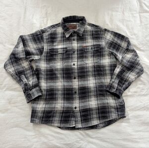 Orvis Men's Black and White Plaid Flannel Shacket
